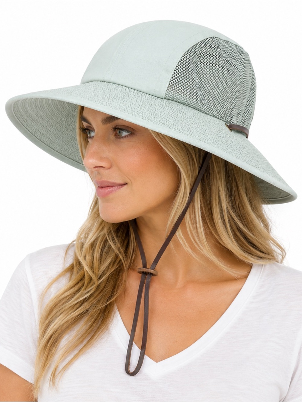 Duluth Trading Co Light Sage Packable Sun Hat with Chin Cord